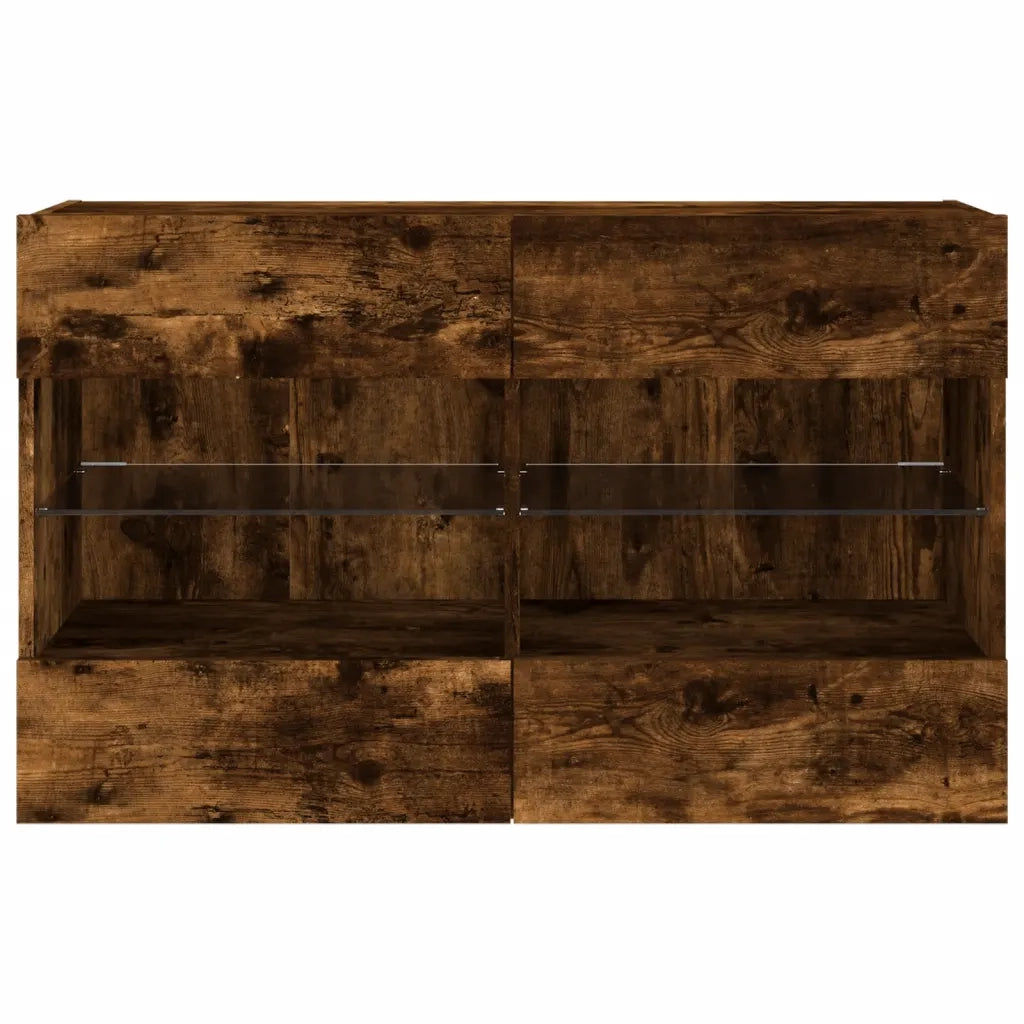 Mobile TV a Parete con Luci LED Rovere Fumo 98,5x30x60,5 cm 837110