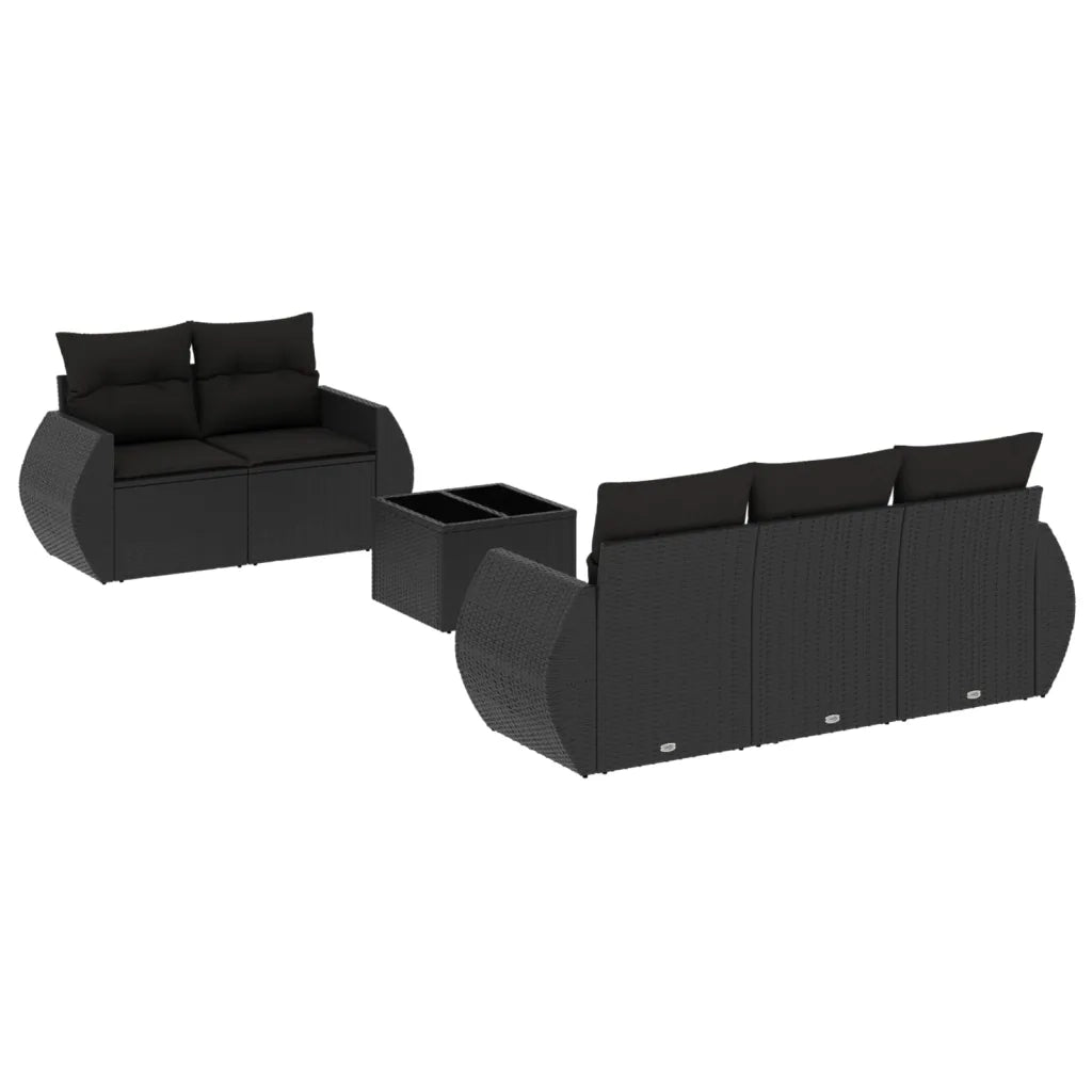 Set Divano da Giardino 6 pz con Cuscini Nero in Polyrattan 3221094