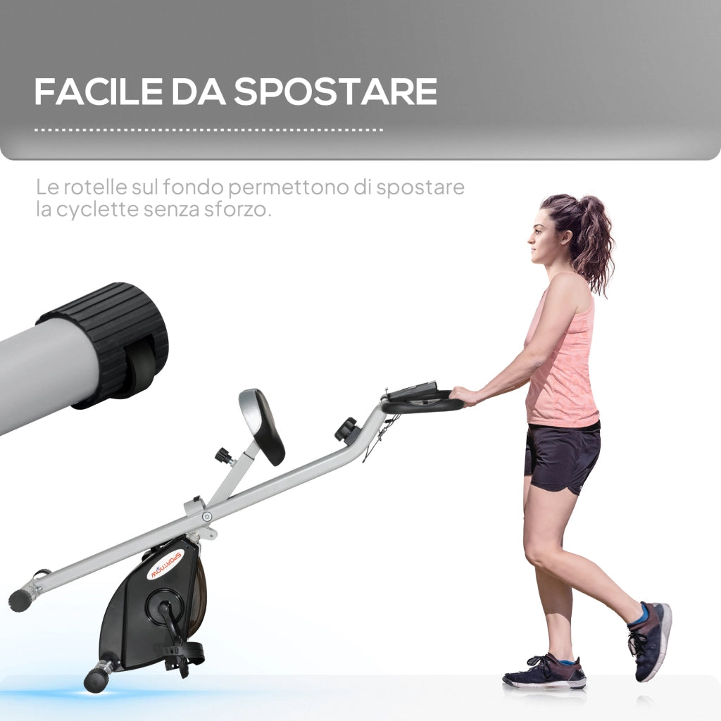 Cyclette Pieghevole Magnetica con Display LCD ¨C Minimal ¨C Grigio e Nero