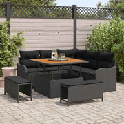 Set Divano da Giardino con cuscino con archiviazione 8 pcs Nero