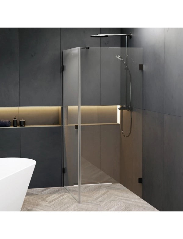 Box doccia angolare destro SCANDIC NXT 201 RIHO 80x80 x200cm con cerniera nera