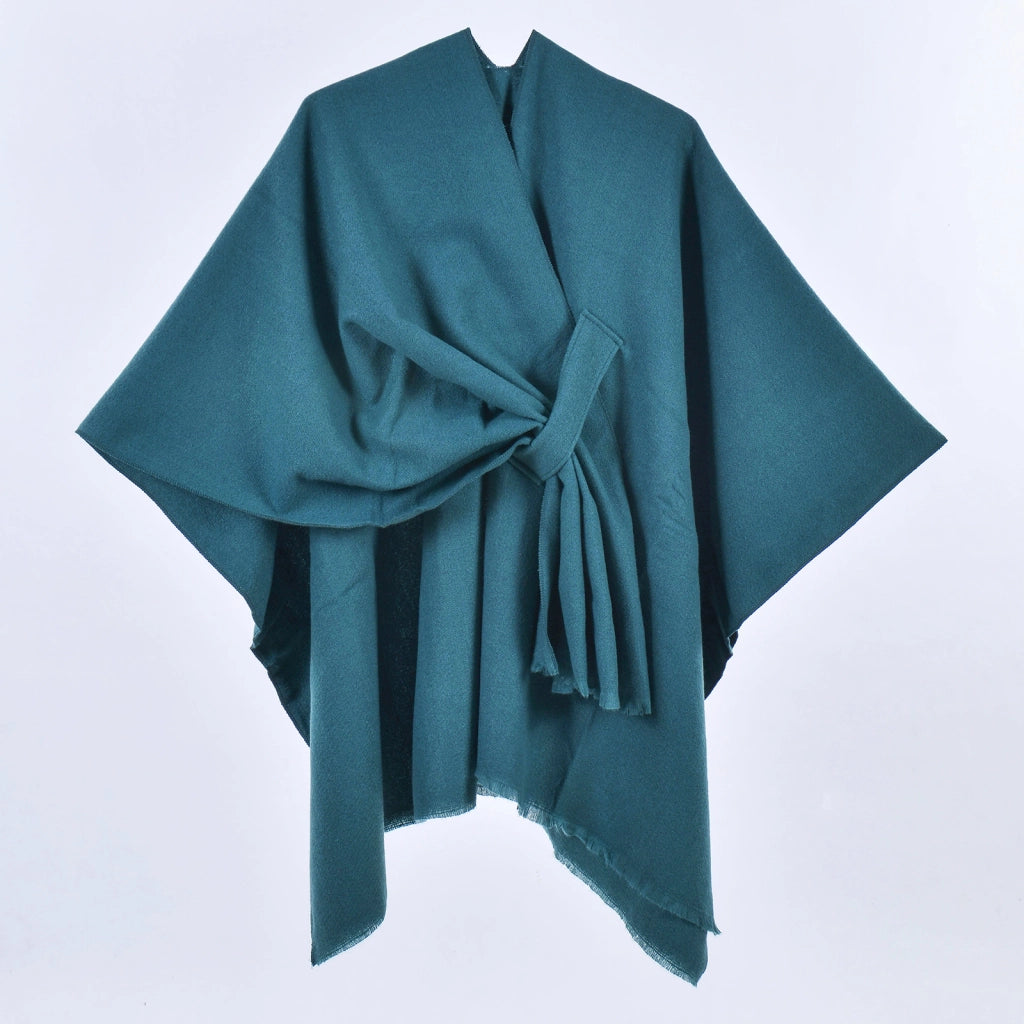 Nuovo mantello caldo da donna, semplice scialle in cashmere a tinta unita con spacco su entrambi i lati