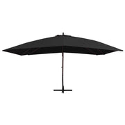 Ombrellone a Sbalzo con Palo in Legno 400x300 cm Nero 47122