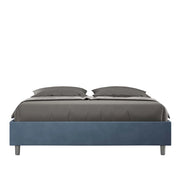 BS COM Letto queen size con rete imbottito 150x210 microfibra blu