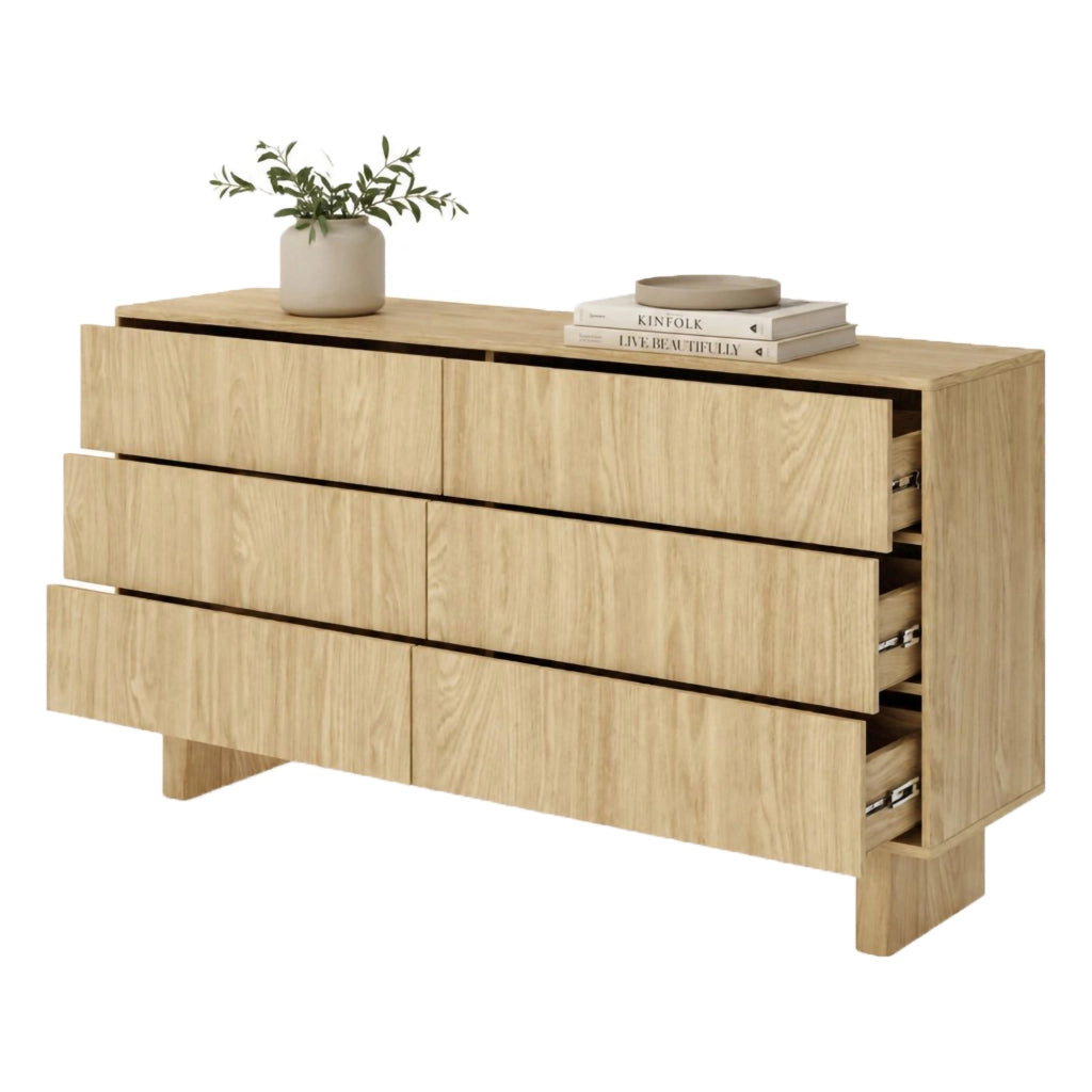 Madia Hasimi, Credenza 6 Cassetti, 154x38x83h cm Marrone Rovere