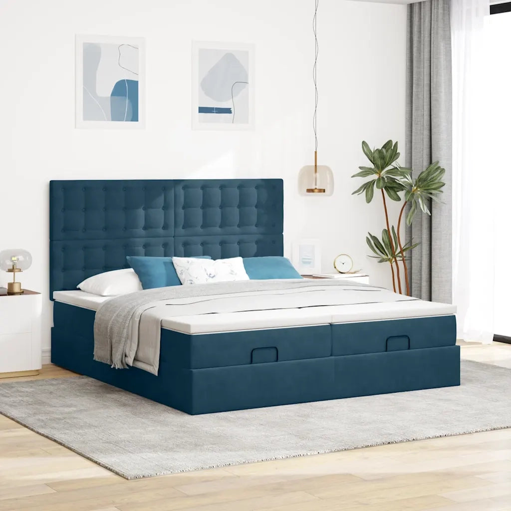 Struttura Letto Pouf con Materassi 160x200 cm Velluto 3314655