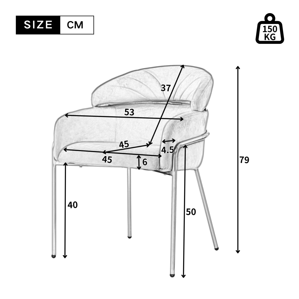 Sedia da pranzo singola con schienale ergonomico in velluto; 4 gambe in metallo; per soggiorno e camera; rosa