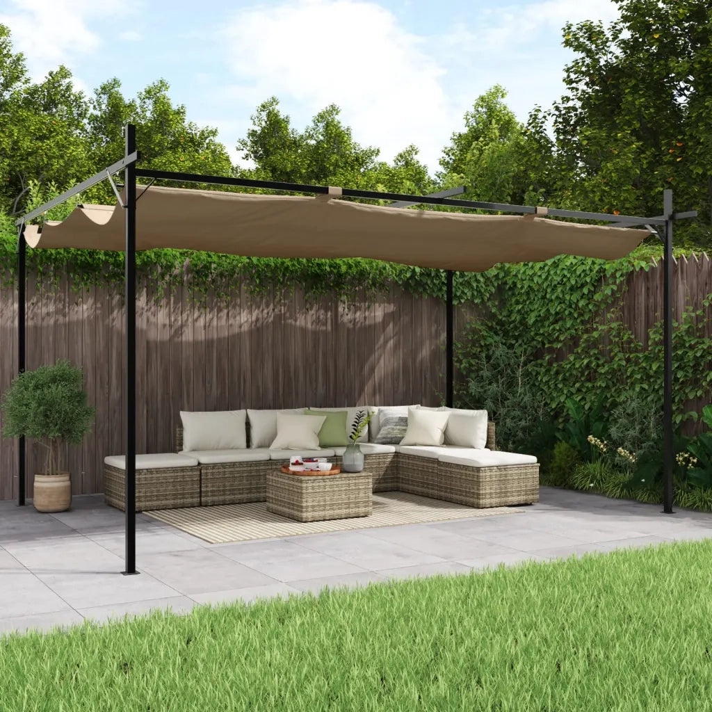 Pergola con Tetto Retrattile Tortora 395x292x230 cm CFW5802528
