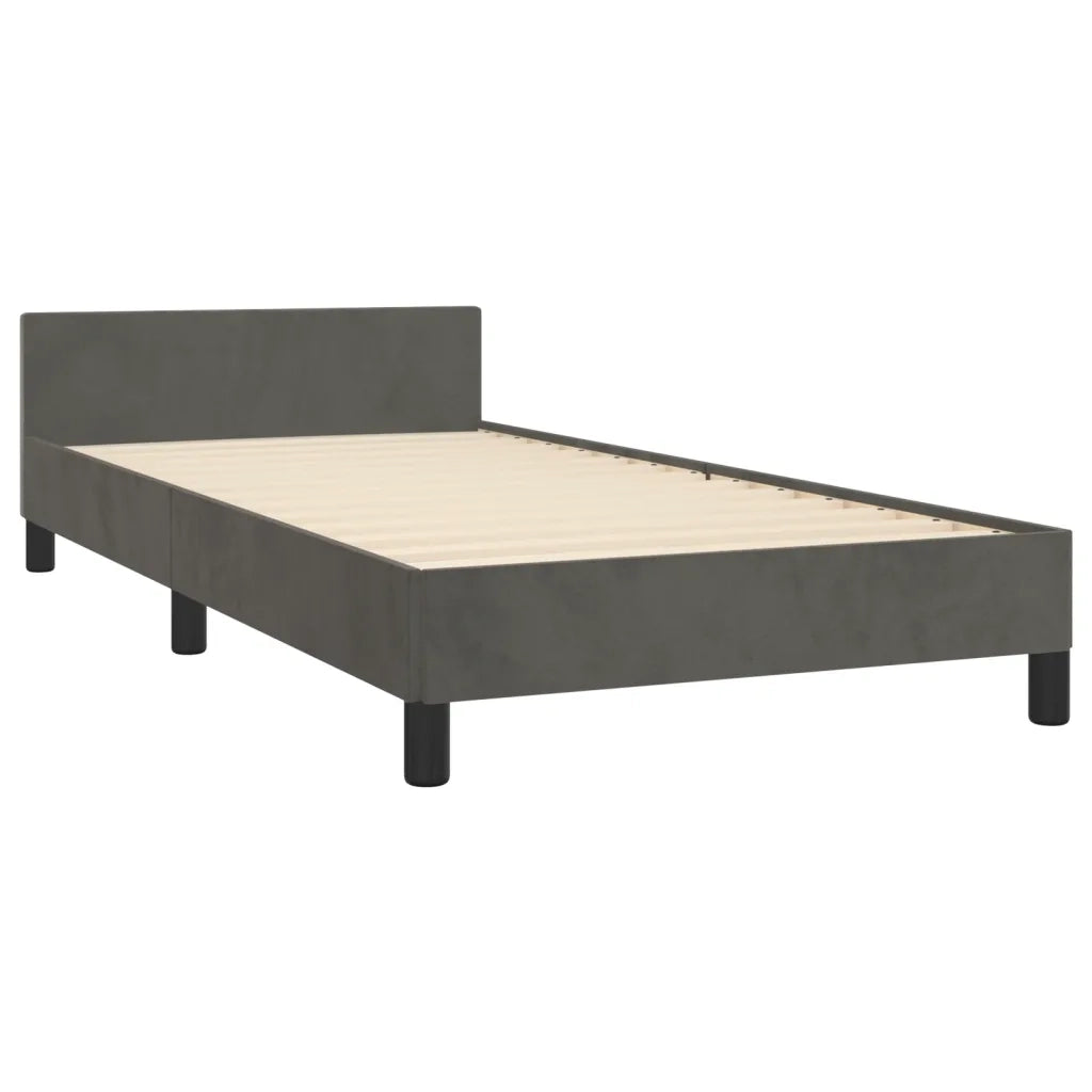 Letto singolo | Letto per adulti | Giroletto senza Materasso Grigio Scuro 90x200 cm Velluto