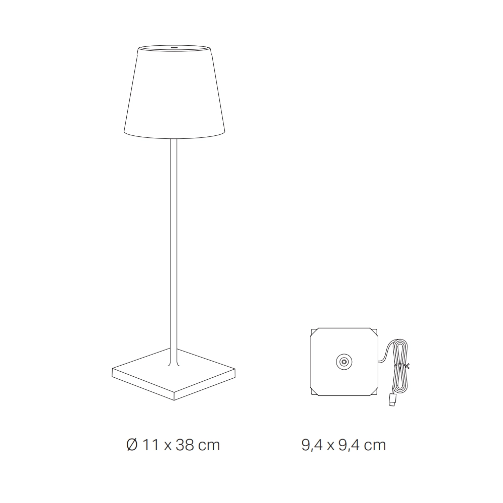 Zafferano - Lampada a led da tavolo Poldina Pro Ocra ricaricabile e dimmerabile - 2.2W 2200-2700-3000K
