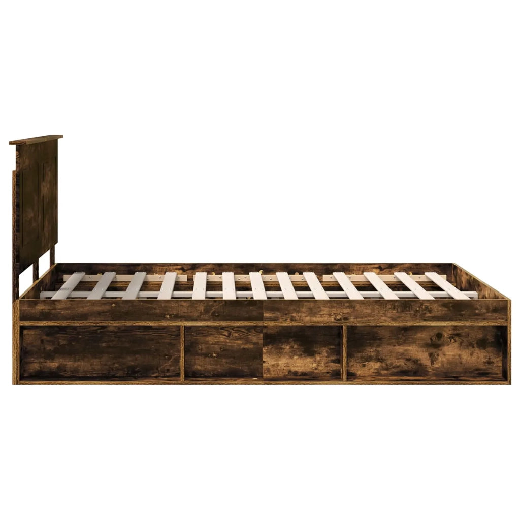 Letto matrimoniale | Letto per adulti | Struttura del letto Rovere fum¨¦ 140 x 190 cm Pino massello