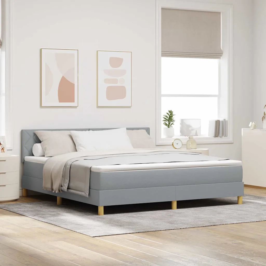 Letto a Sorgente LED con led Grigio chiaro 180 x 200 cm Tessuto 3342534