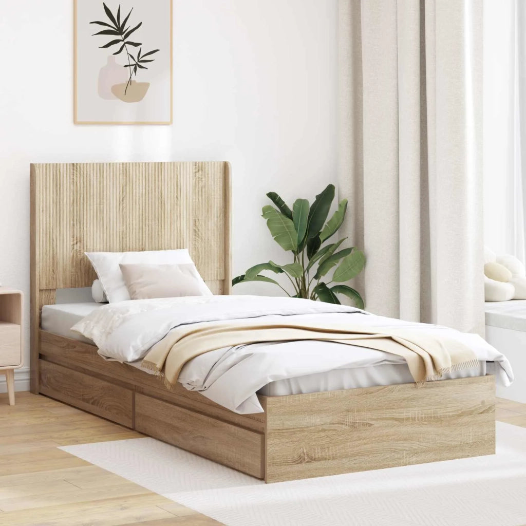 Struttura del letto con stoccaggio e testata Rovere Sonoma 3414069