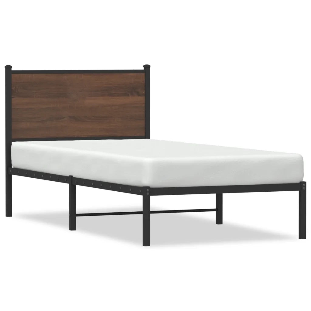 Giroletto senza Materasso-Struttura Letto in Metallo Rovere Marrone 75x190 cm 925507