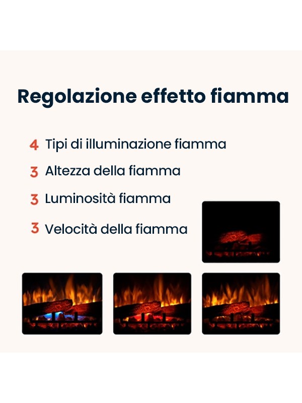 AVEN - Caminetto Elettrico da pavimento A Libera Installazione A LED 26" Bianco-Rovere chiaro