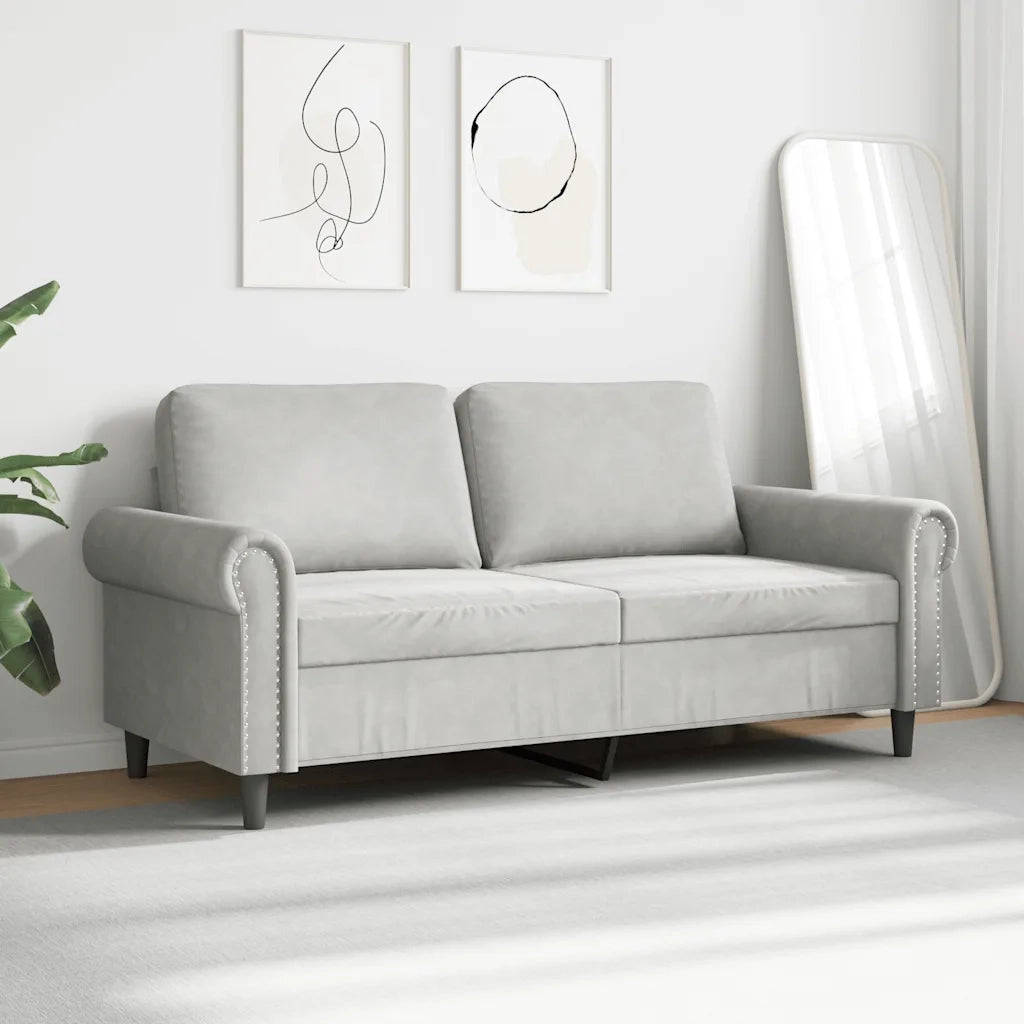 Divano a 2 Posti-Sofa 2 Posti Grigio Chiaro 140 cm in Velluto 189227