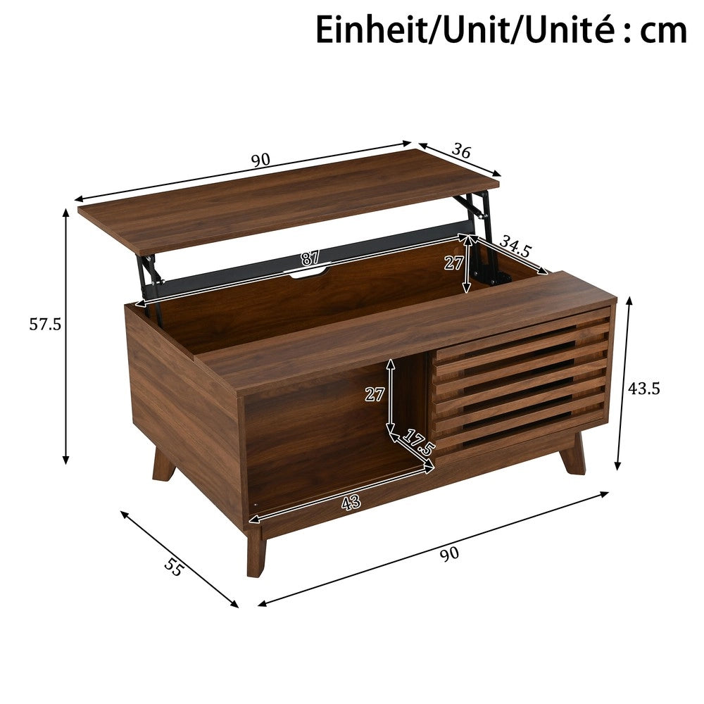 Tavolino da Caff¨¨ Moderno ¨C MINIMAL ¨C Effetto Noce, MDF, Piano Regolabile, Ante a Jalousie