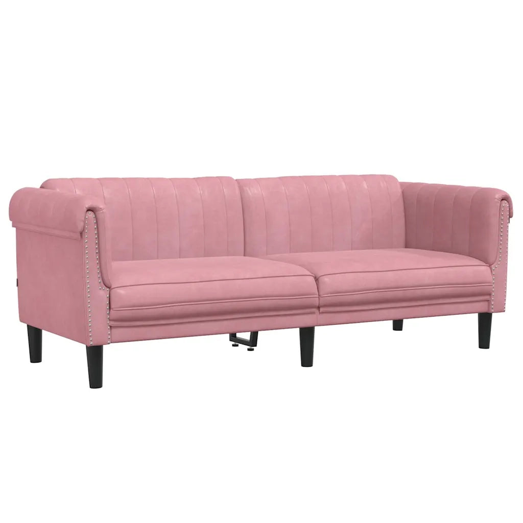 Divano a 3 Posti-Sofa 3 Posti Rosa in Velluto