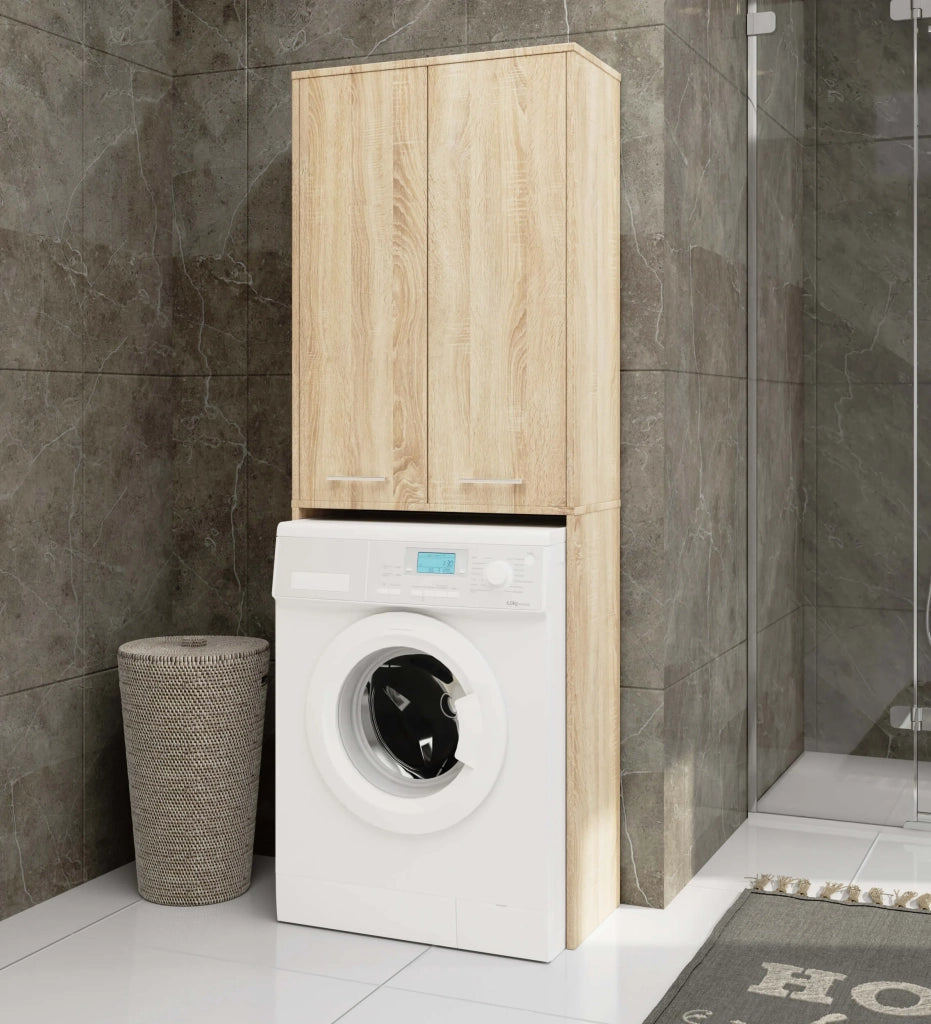 Colonna da bagno AKORD FIN per incasso di una lavatrice Sonoma Quercia 64 cm 2 ante 64x30x180 cm