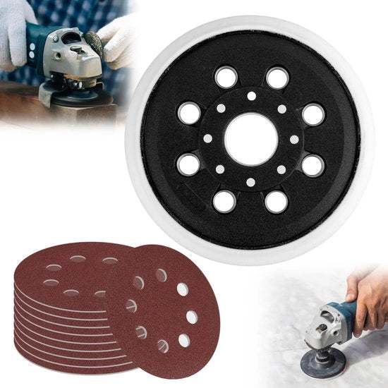 Set di abrasivi a forma di disco 125 mm Professionale - 8 punti - Autoadesivo - Set di carta abrasiva - Ossidiana di alluminio - Duraturo e Antistatico