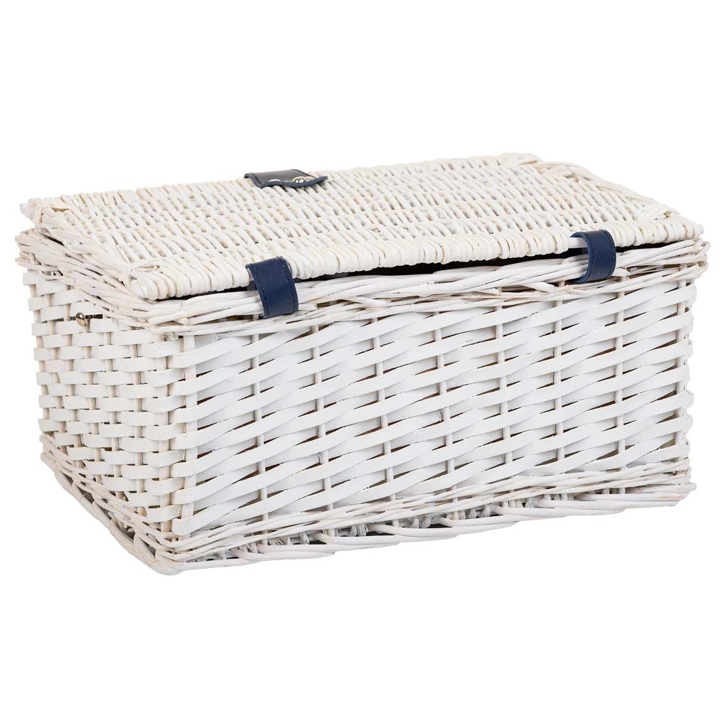 Cesto picnic bianco e blu 40x28x19