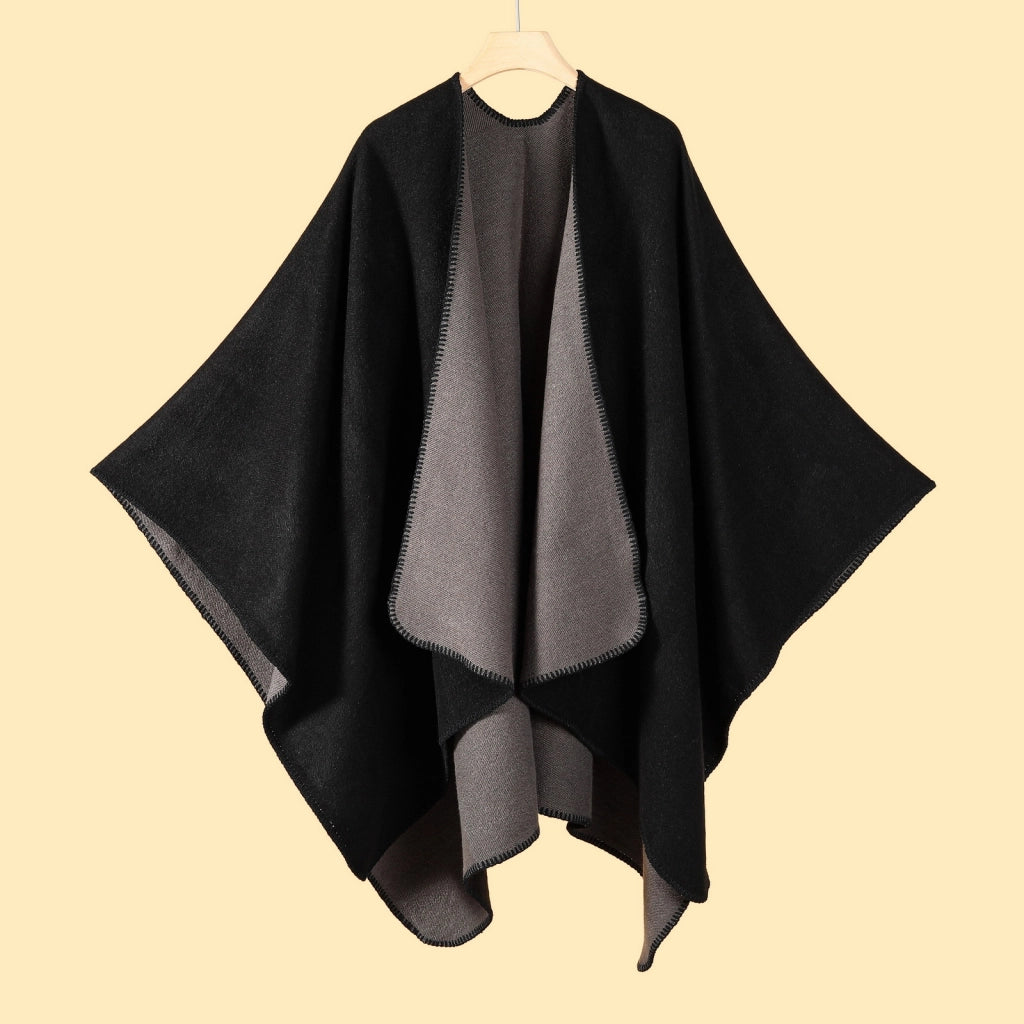 Sciarpa da viaggio, sciarpa in cashmere a maglia con foglie di ginkgo autunno/inverno, mantella con spacco, poncho