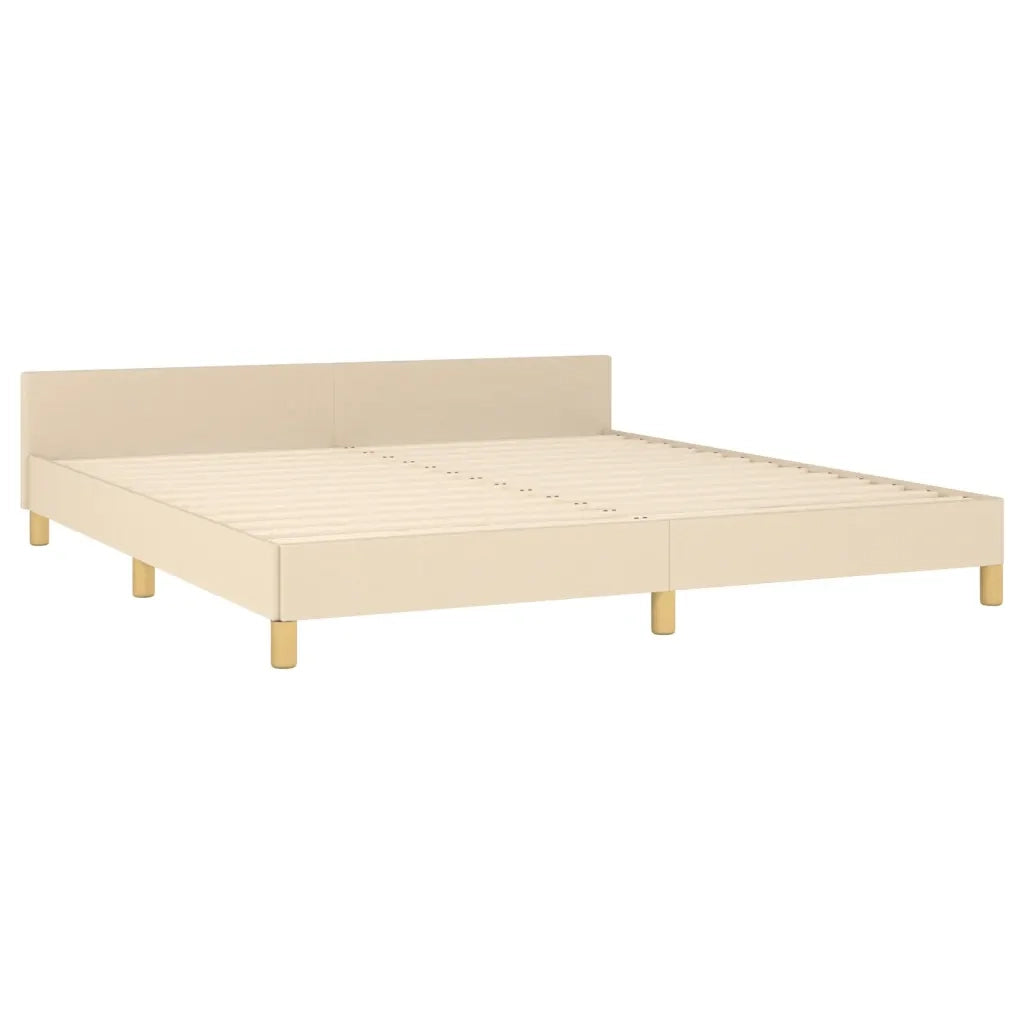Letto matrimoniale | Letto per adulti | Giroletto con Testiera Crema 180x200 cm in Tessuto