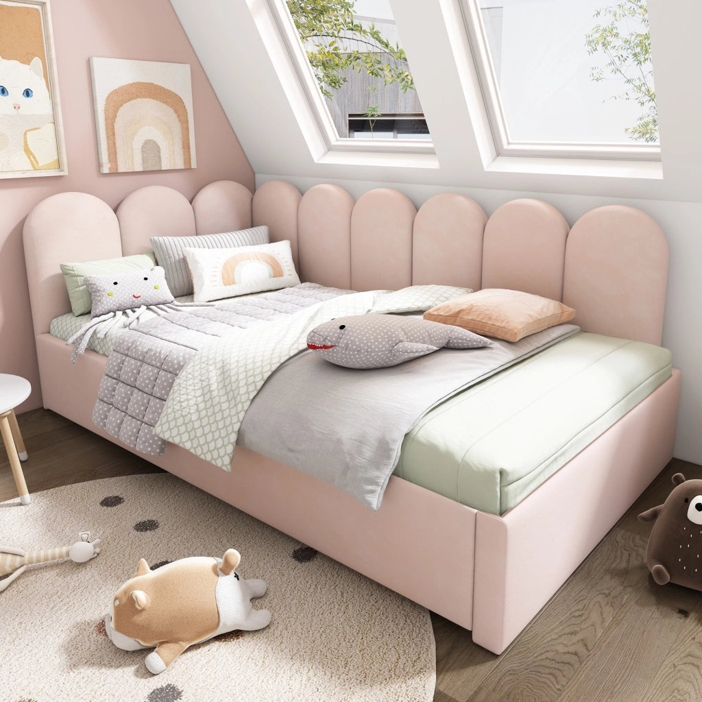 Upholstered Daybed;90x200 cm;with 90x190 cm trundle bed;pink velvet