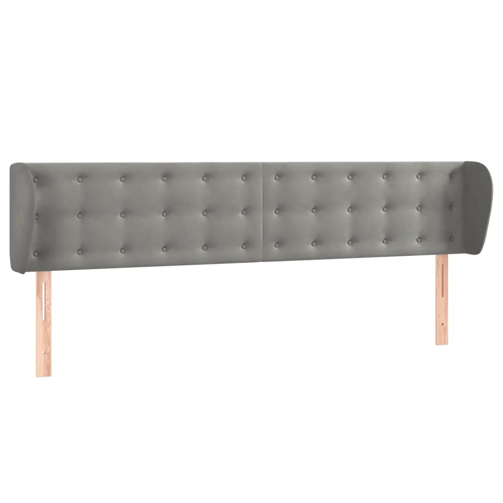Testiera ad Orecchio-Testata con Orecchie Grigio Chiaro 203x23x78/88 cm in Velluto 949850