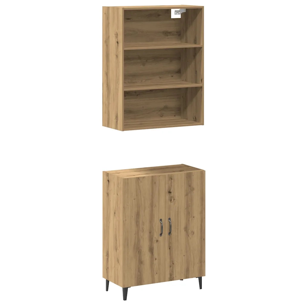 Credenza con Pensile-Buffet-Armadio da cucina Rovere Artigianale in Legno Multistrato