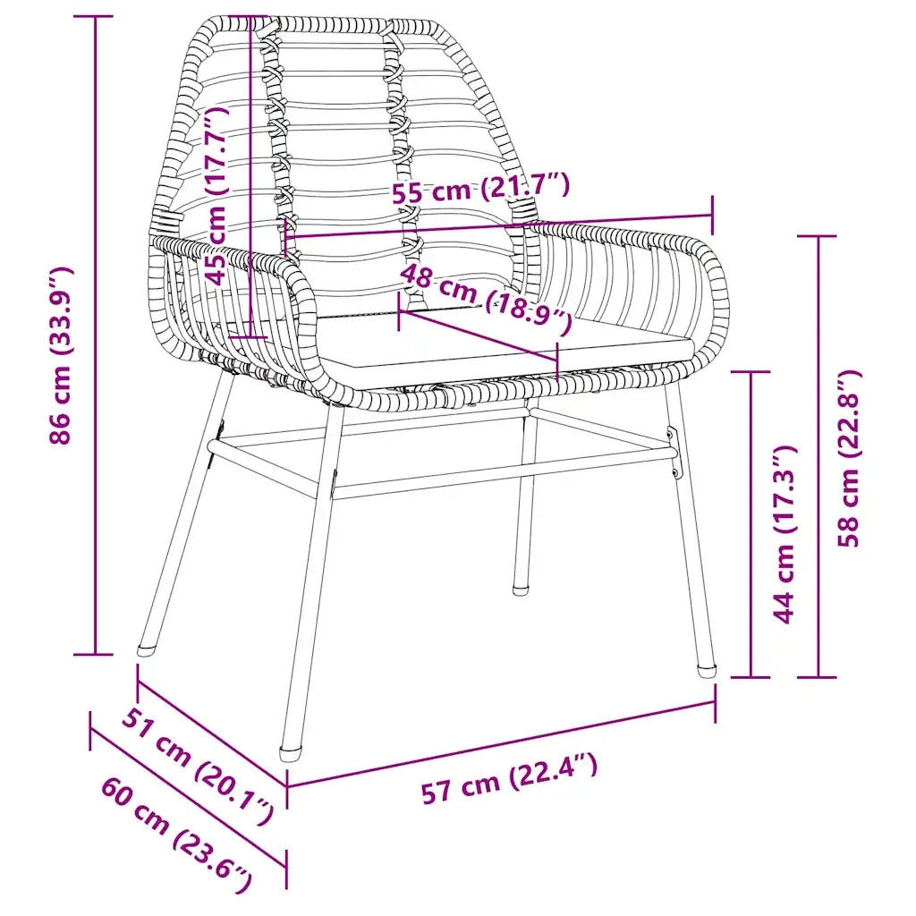 Set da Pranzo per Giardino 9 pcs Marrone polyrattan 3380868