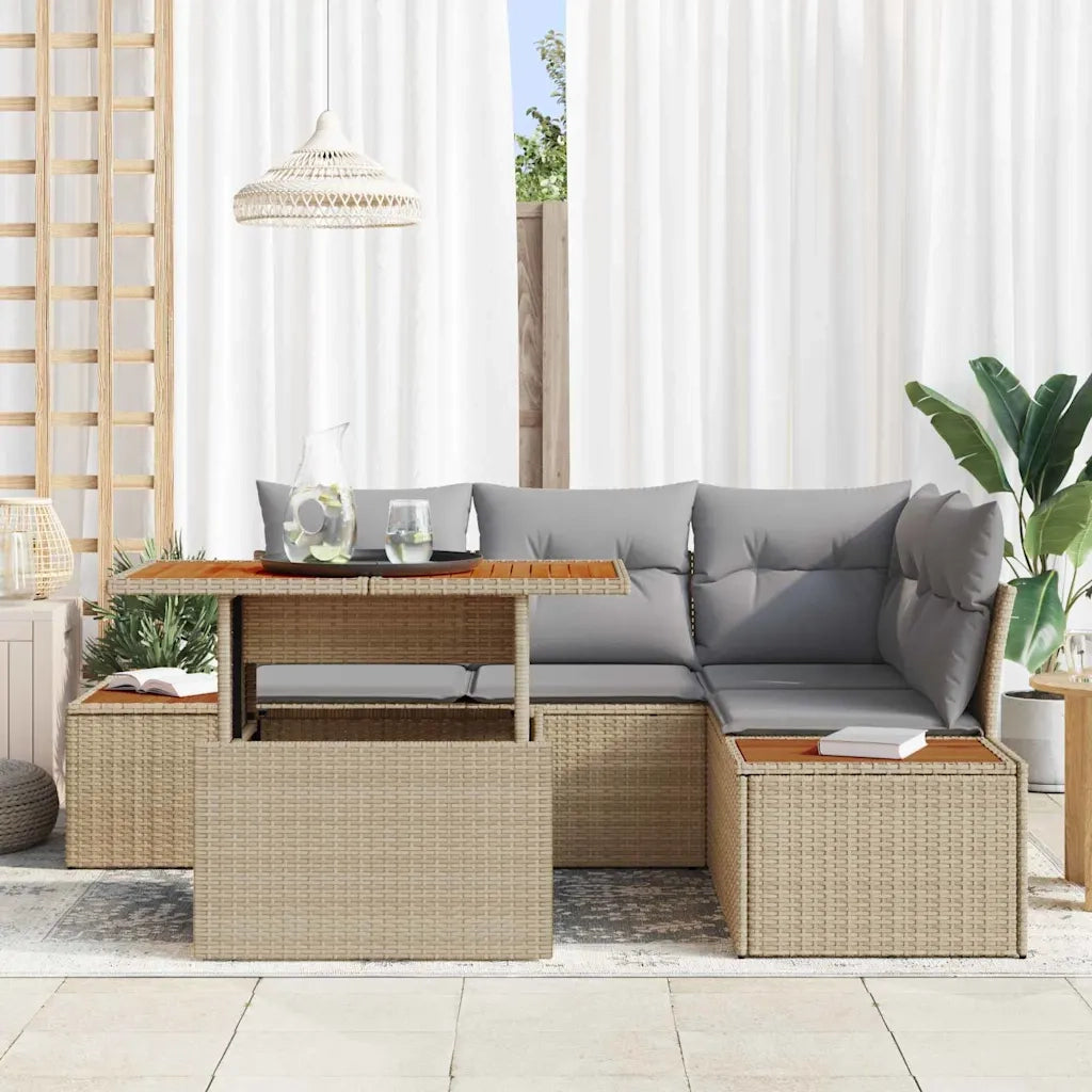 Set Divano da Giardino 5 pcs Beige Poly Rattan 3358804