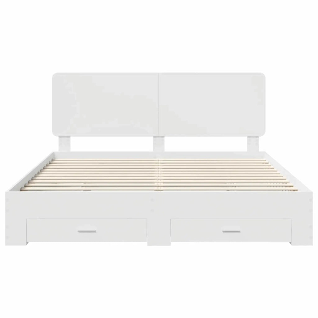 Letto matrimoniale | Letto per adulti | Struttura del letto Bianco 180 x 200 cm Legno multistrato