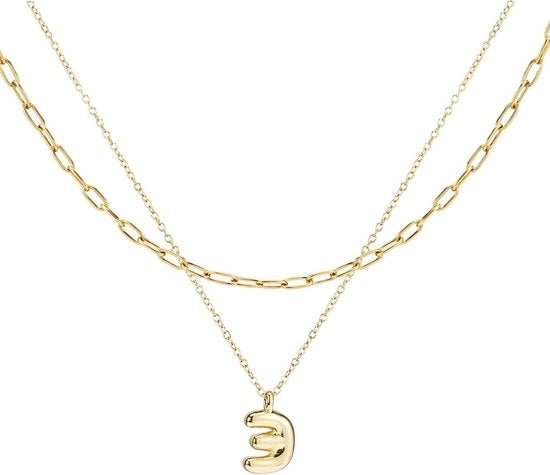 2 Stuks Gepersonaliseerde Bubbelletterkettingen per Donna - Trendy Choker a più strati in Oro - Modenaamketting - Accessori di Moda - Regali