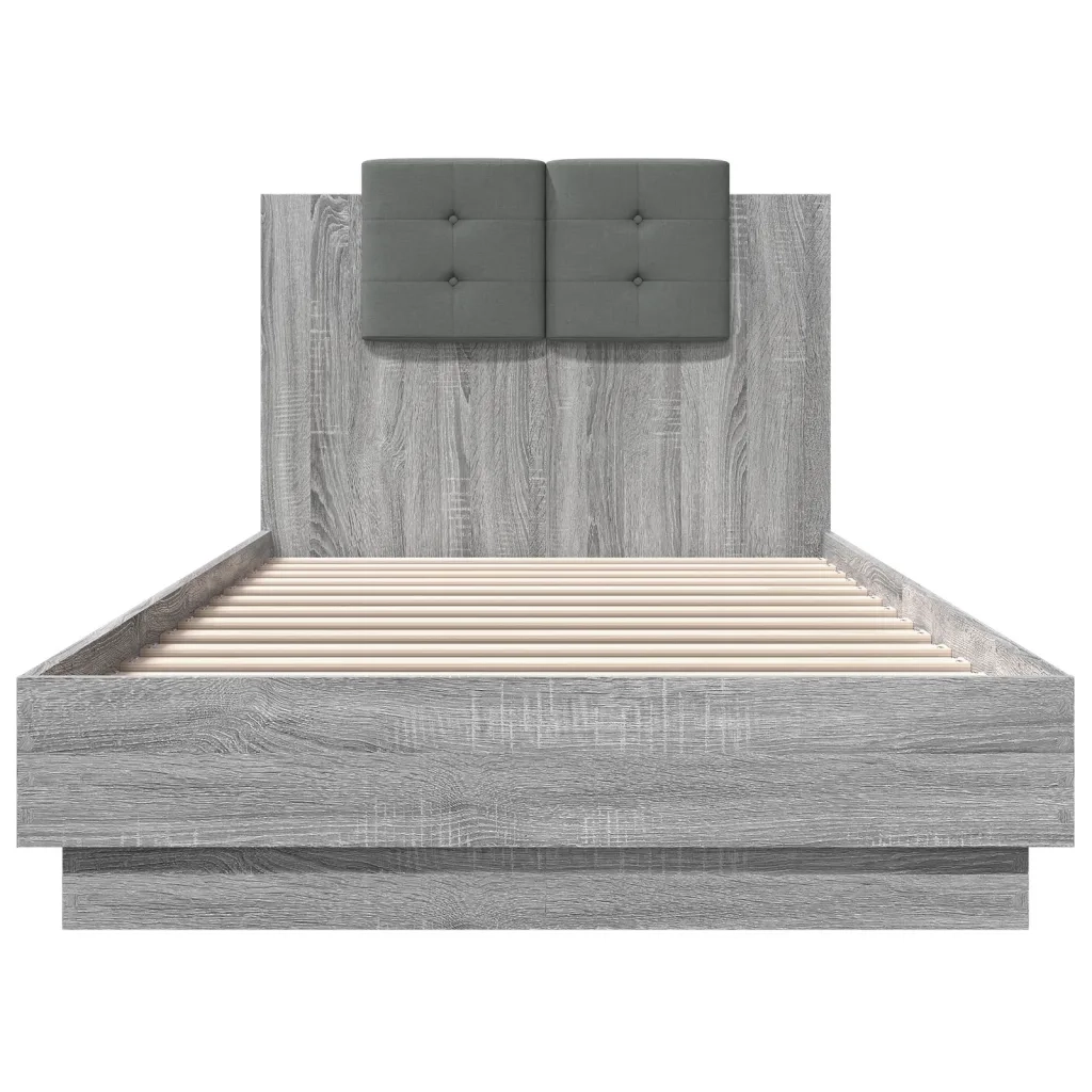 Giroletto con Testiera e LED-Struttura Letto con testiera Grigio Sonoma 100x200 cm 904668