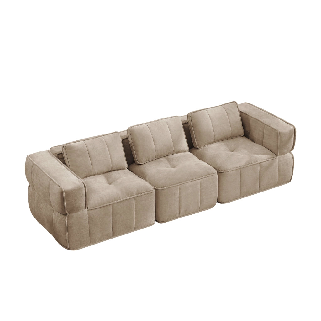 Divano modulare 3 posti - con seduta profonda e base antiscivolo - in poliestere - sabbia