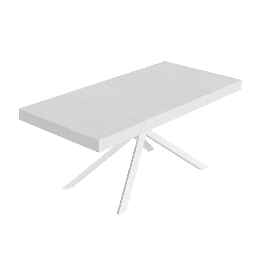 Tavolo allungabile 180/440x90 cm Niket bianco frassino gambe bianche