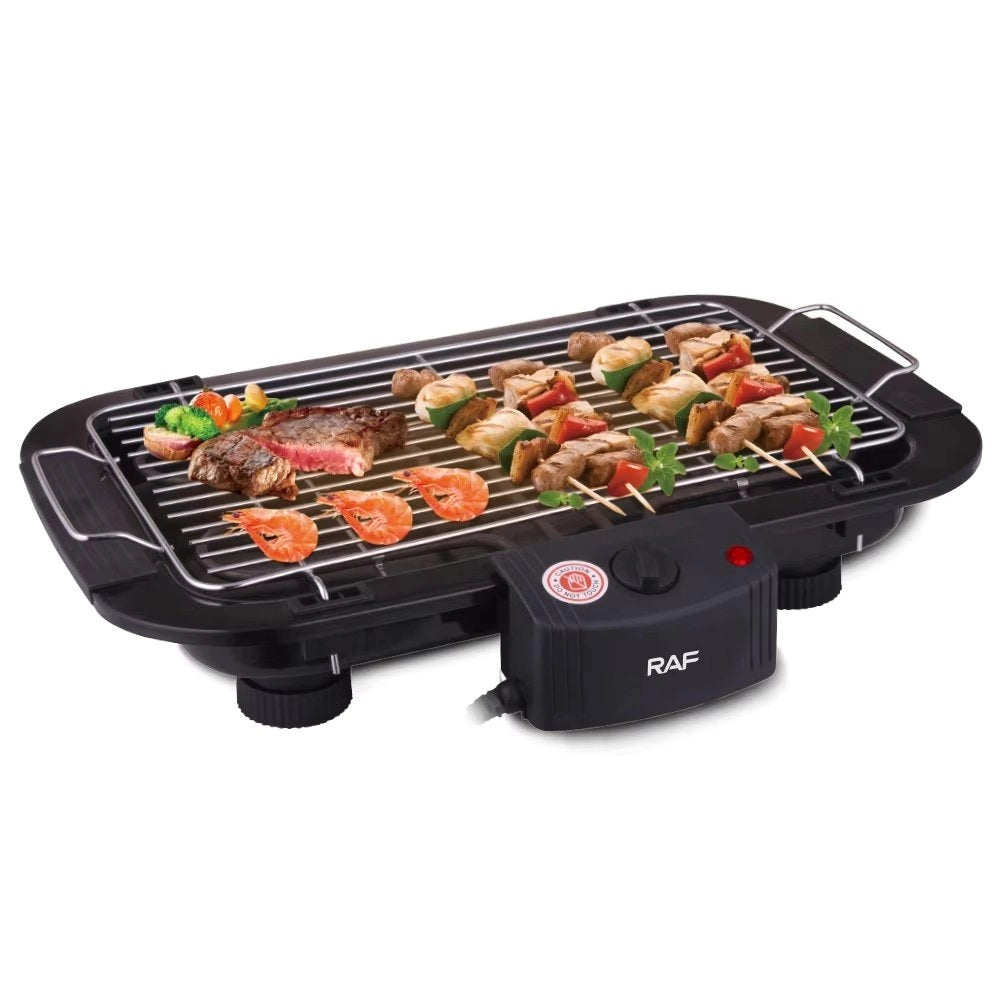 Barbecue elettrico 2000 W 5 livelli temperatura vaschetta acqua anti-fumo pulizia facile Nero