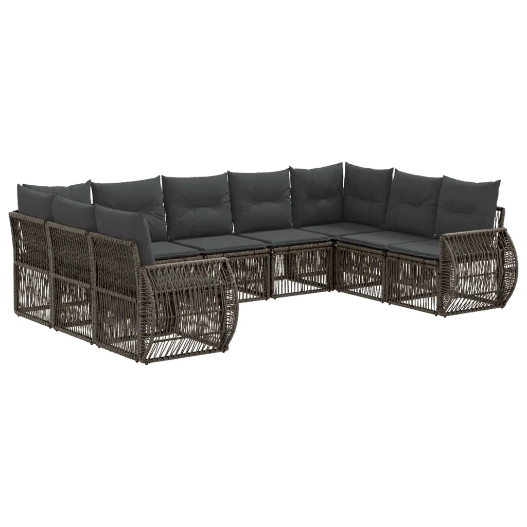 Set Divano da Giardino 9 pz Grigio e Grigio Scuro polyrattan 3435521