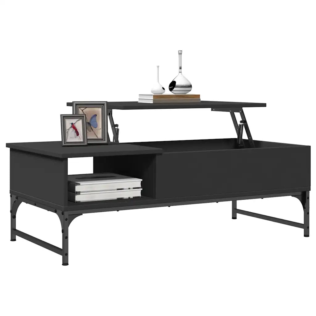 Tavolino Salotto Nero 100x50x35 cm Legno Multistrato e Metallo 845391