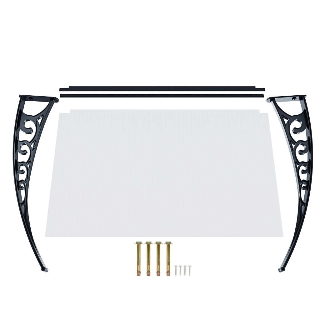 Pensilina Per Copertura In Policarbonato Alveolare Tettoia Modulabile Per Esterno Per Porte Balcone Finestre Elegante E Resistente, Trasparente (80 x 200 Cm)