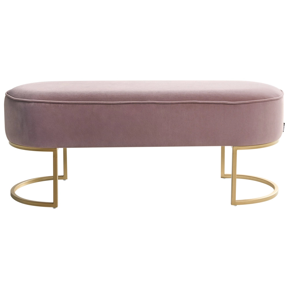 Panca imbottita rosa con gambe in metallo dorato glamour soggiorno camera da letto
