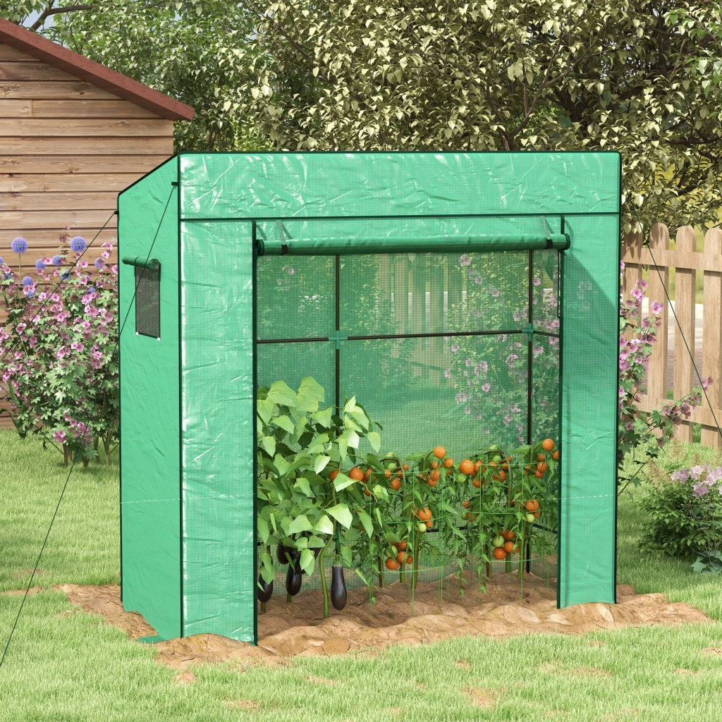 Serra da Esterno con Finestre a Rete e Porta a Cerniera ¨C zephmum ¨C Verde 196x77x197 cm