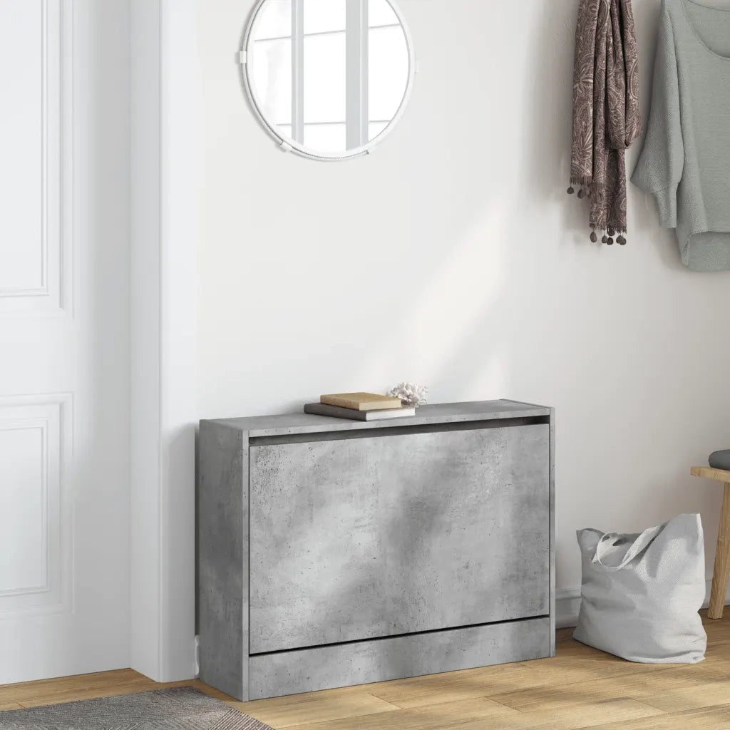 Scarpiera | Mobile per scarpe Grigio Cemento 80x21x57 cm in Legno Multistrato
