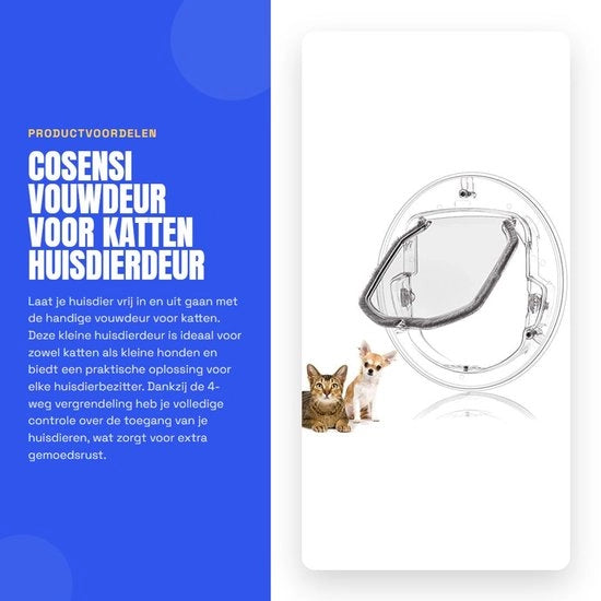 Voultura con 4 vie di blocco - Porta per gatti - Porta per animali domestici - Strisce a setole - Plastica ABS - Adatto per piccoli cani fino a 6 kg