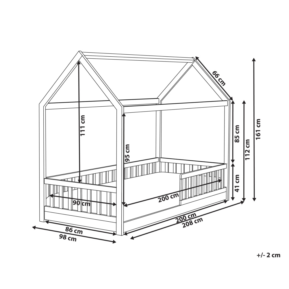 Letto per bambini a forma di casa UE Telaio singolo 90 x 200 cm con doghe in legno di pino chiaro