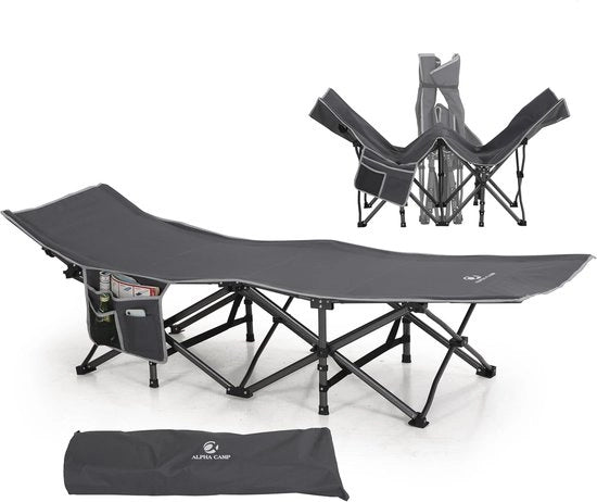 Letto da Campeggio Leggero con Lato Laterale e Tasca Portatile - Letto da Campo Rettangolare per Interno e Esterno