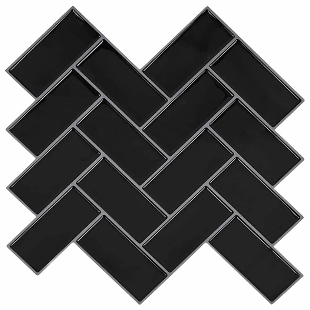 Piastrella a Spina di Pesce 10 pz Nero 30 x 30 cm CFW6333171