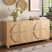 Sideboard a 4 ante con ripiani regolabili; 160x38x76 cm in MDF e pino; naturale