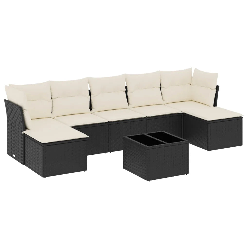 Set Divani da Giardino con Cuscini 8 pz Nero in Polyrattan